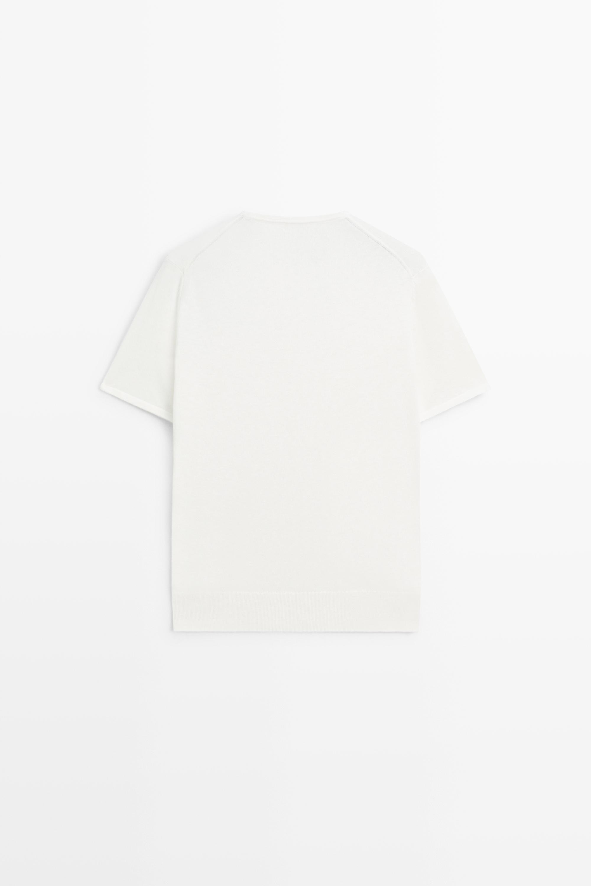 Cotton blend knit short-sleeve sweater